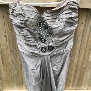Strapless metallic bebe dress